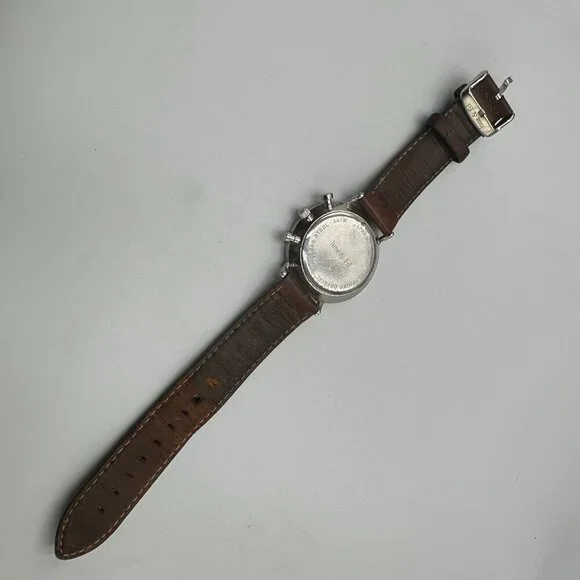 June & Ed Chronograph Watch Men Silver Tone 41MM Dial Date Window New Battery - Picture 6 of 13